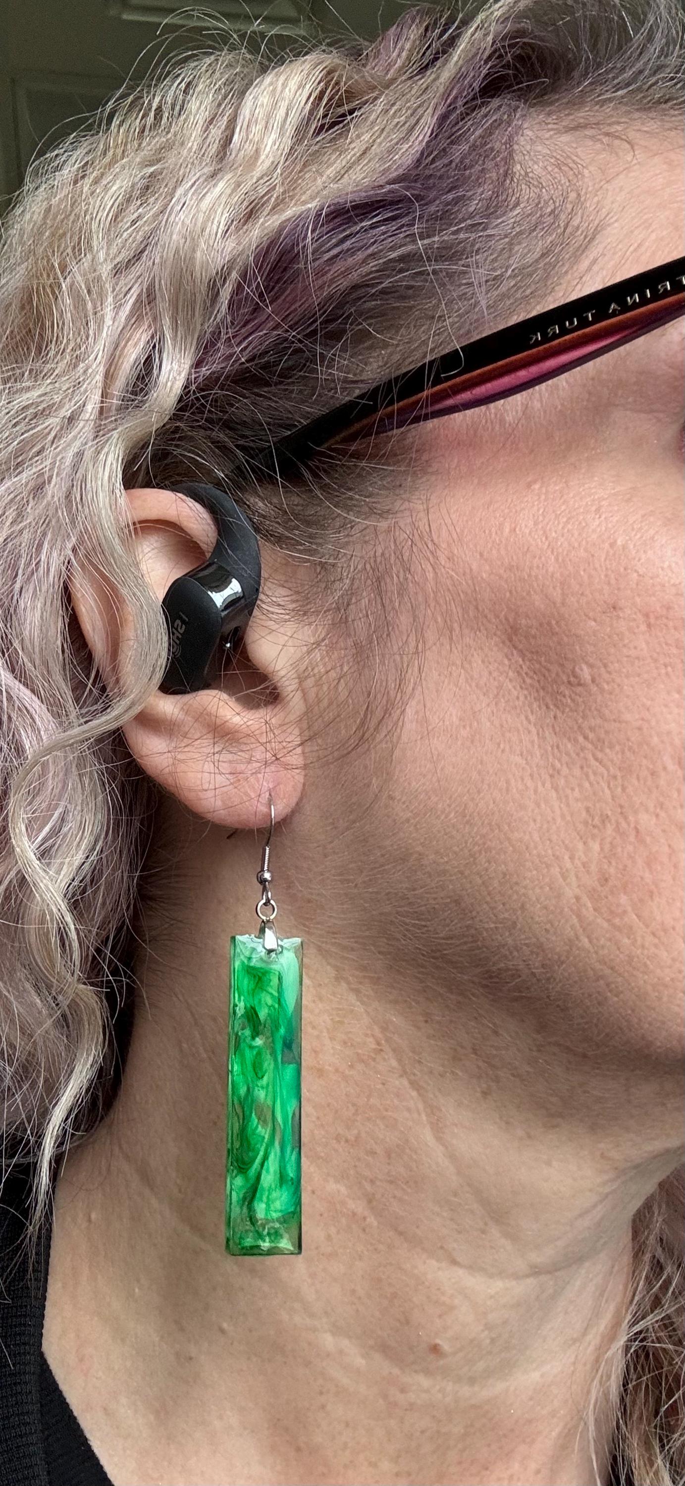 Emerald Green Resin Earrings