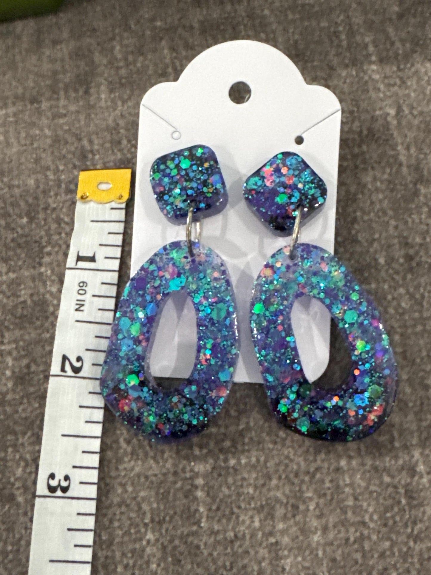 Purple/Blue Glitter Shine Resin Earrings