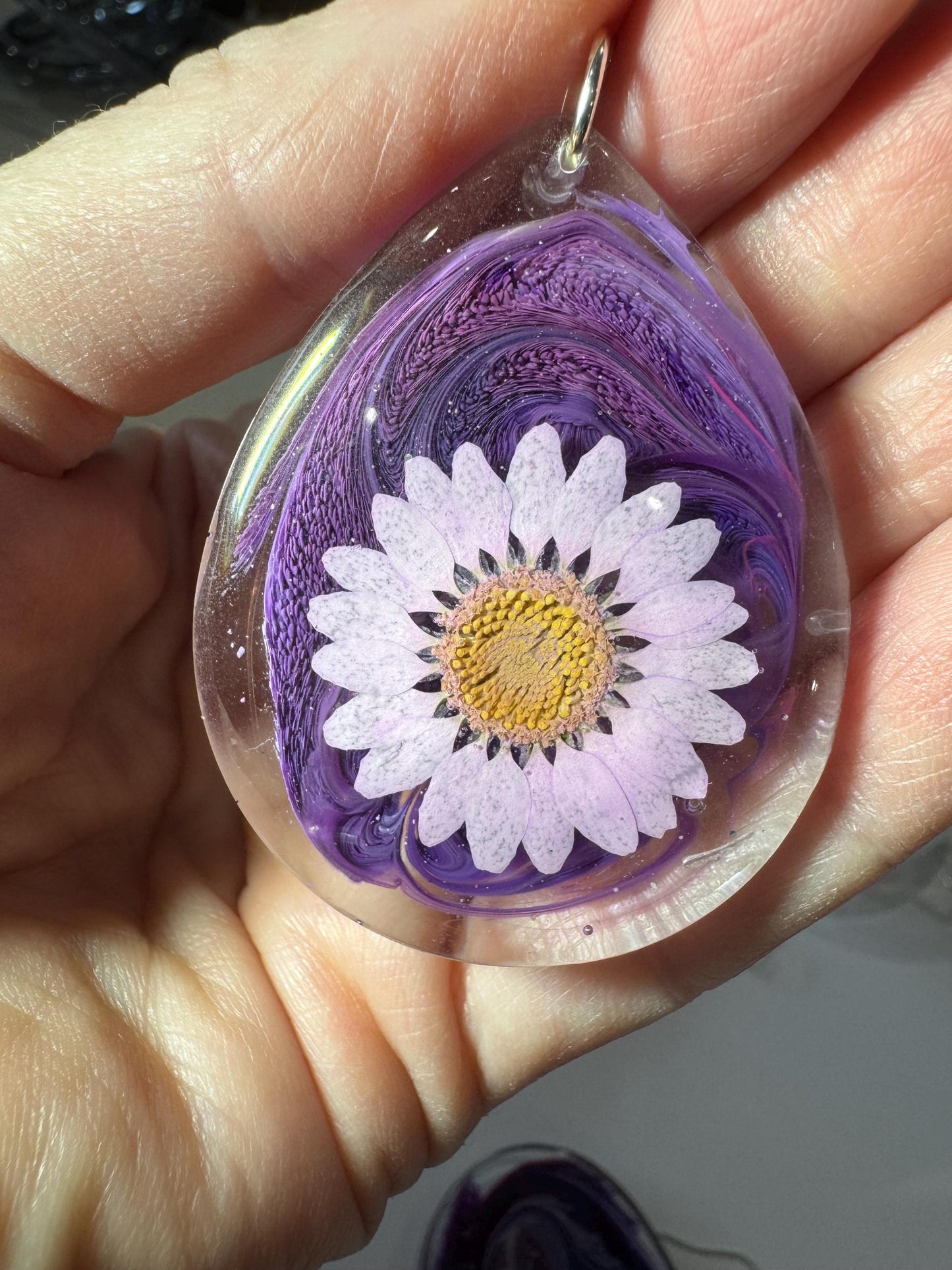 Pressed Flower Resin Dangle Earrings