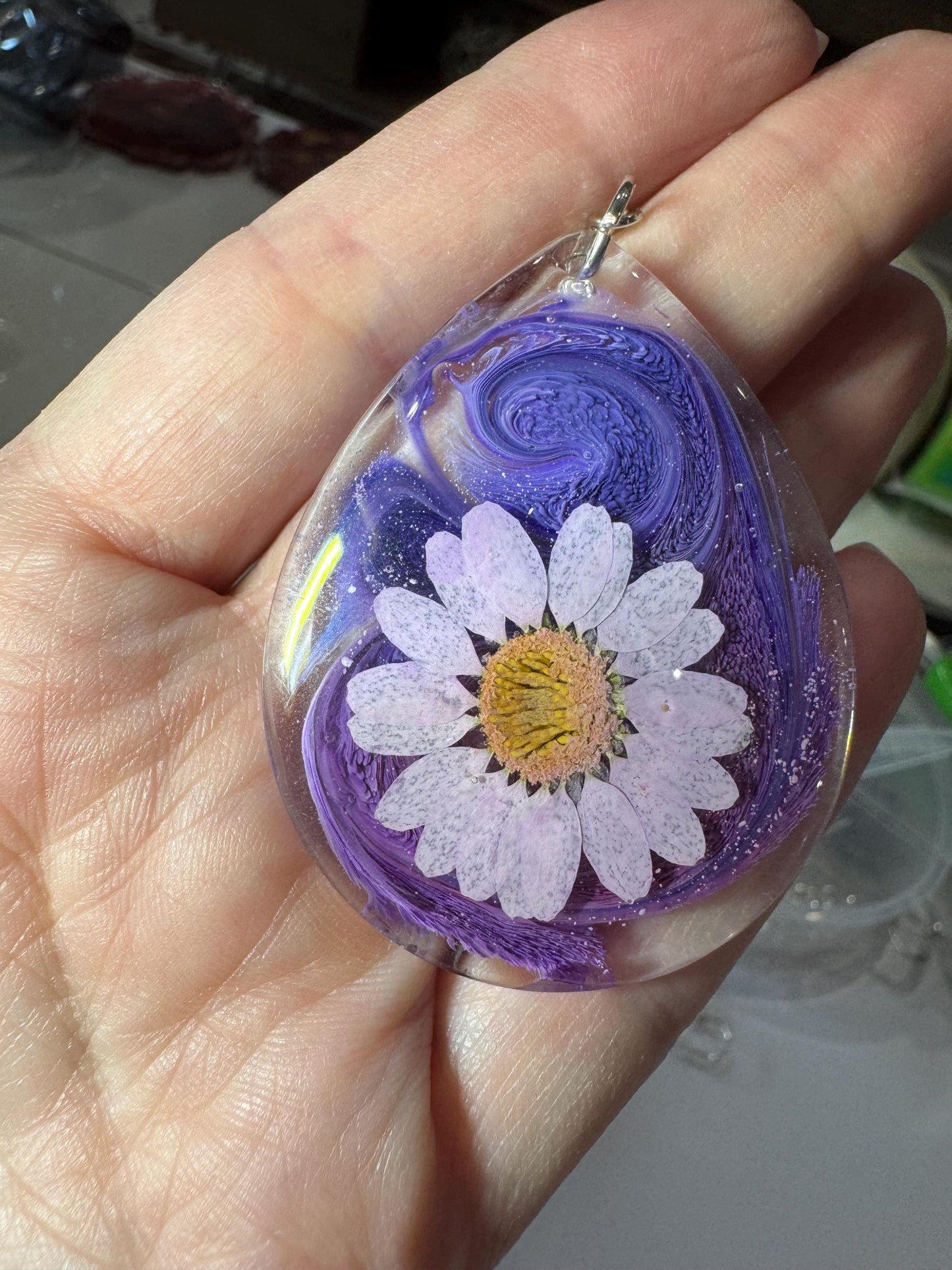 Pressed Flower Resin Dangle Earrings