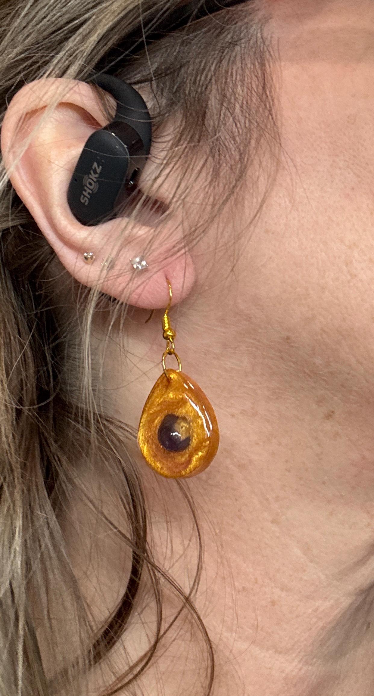 Cat Eye Resin Teardrop Earrings