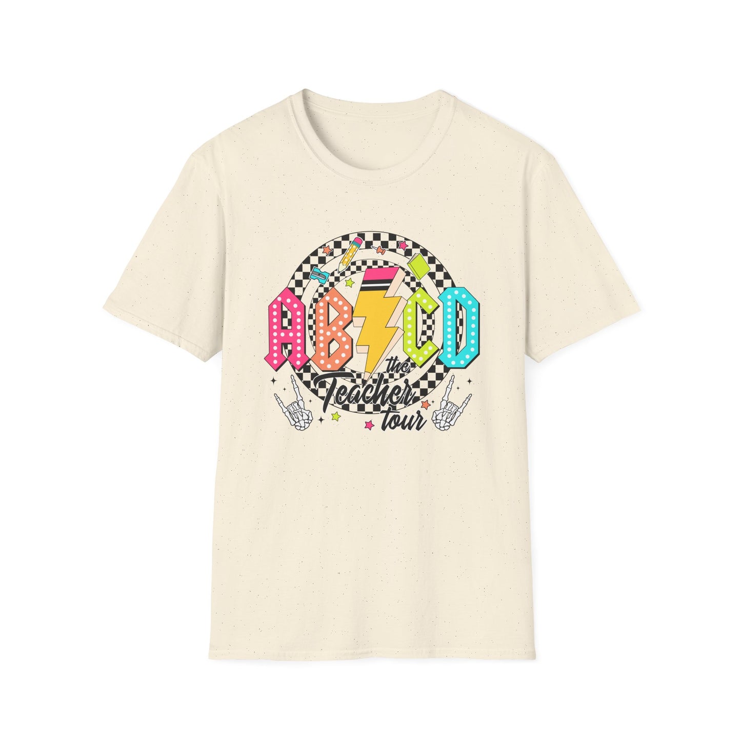 ABCD Teacher Tour Unisex Softstyle T-Shirt, Teacher Gift, Concert Tee, Fun Classroom Shirt, Graduation, Appreciation Day