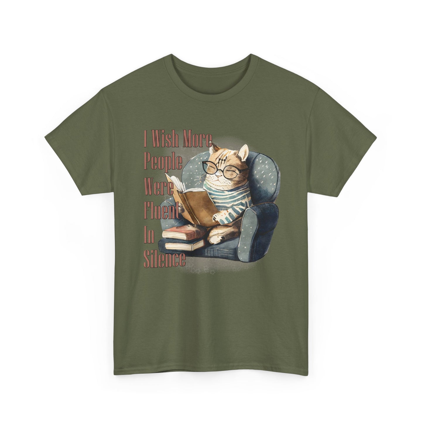Charming Cat Reading Tee, Funny Cat Lover Shirt, Silent Reader Gift, Cozy Everyday Wear, Unisex Cotton Top