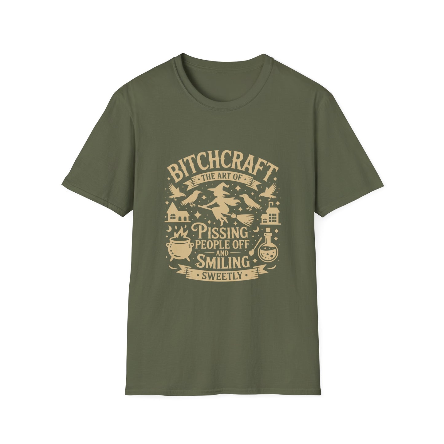 Bitchcraft Unisex Softstyle T-Shirt, Funny Witch Shirt, Witchcraft Humor Tee, Gift for Witch Lovers, Halloween Apparel
