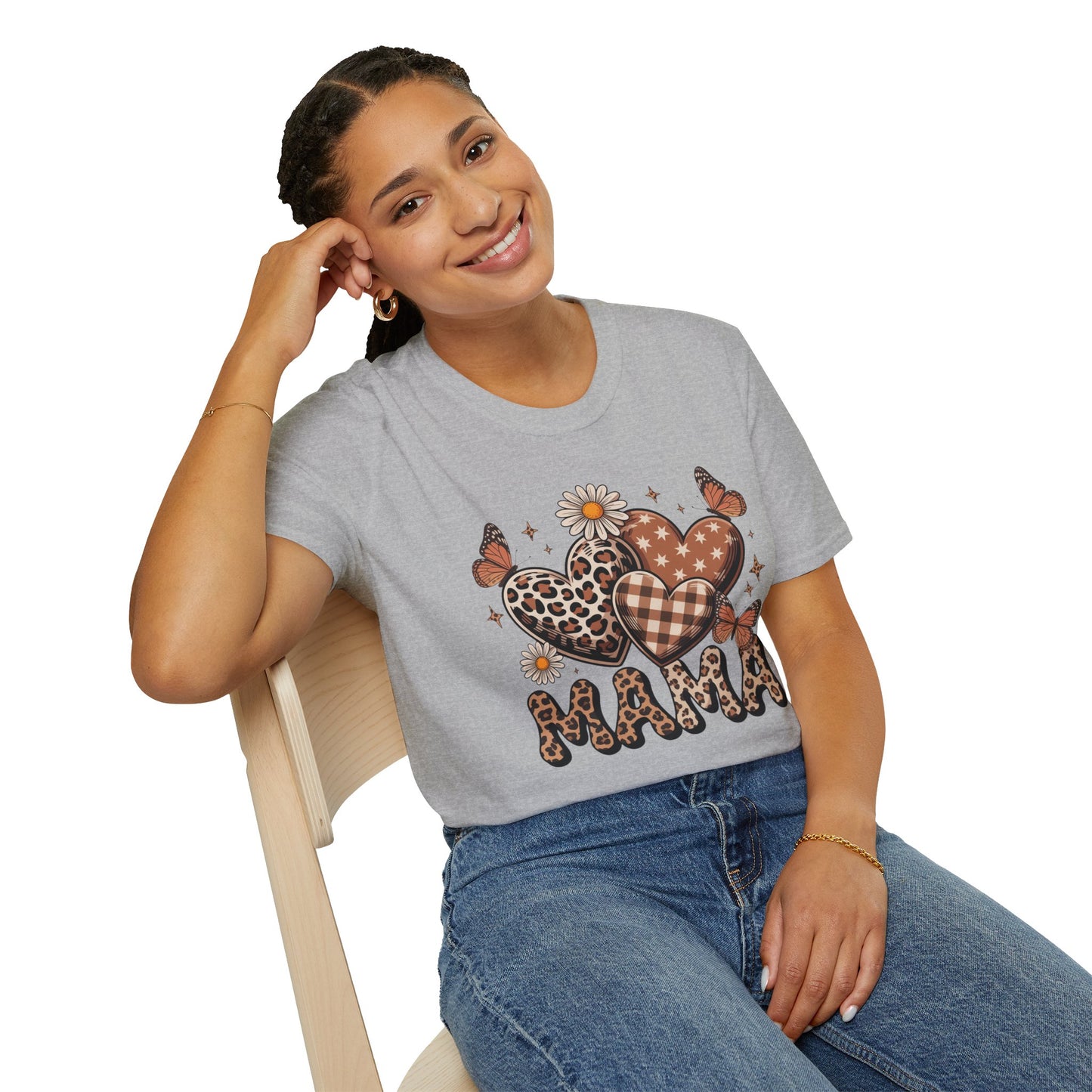 Mama Leopard & Plaid Hearts T-Shirt – Boho Mom Graphic Tee