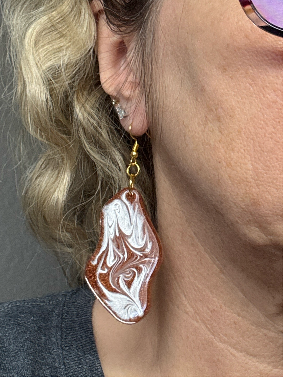 Copper/Gold Resin Earrings