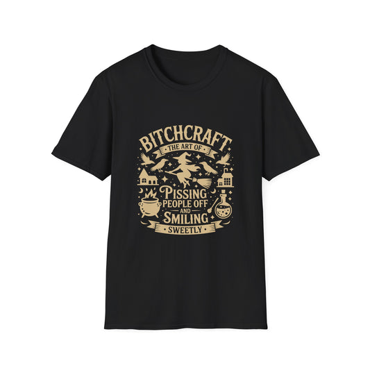 Bitchcraft Unisex Softstyle T-Shirt, Funny Witch Shirt, Witchcraft Humor Tee, Gift for Witch Lovers, Halloween Apparel