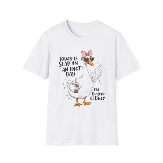 Funny Goose Humor T-Shirt, Cute Animal Shirt, Gift for Friends, Slap an Idiot Day Tee, Casual Wear, Outdoor Fun