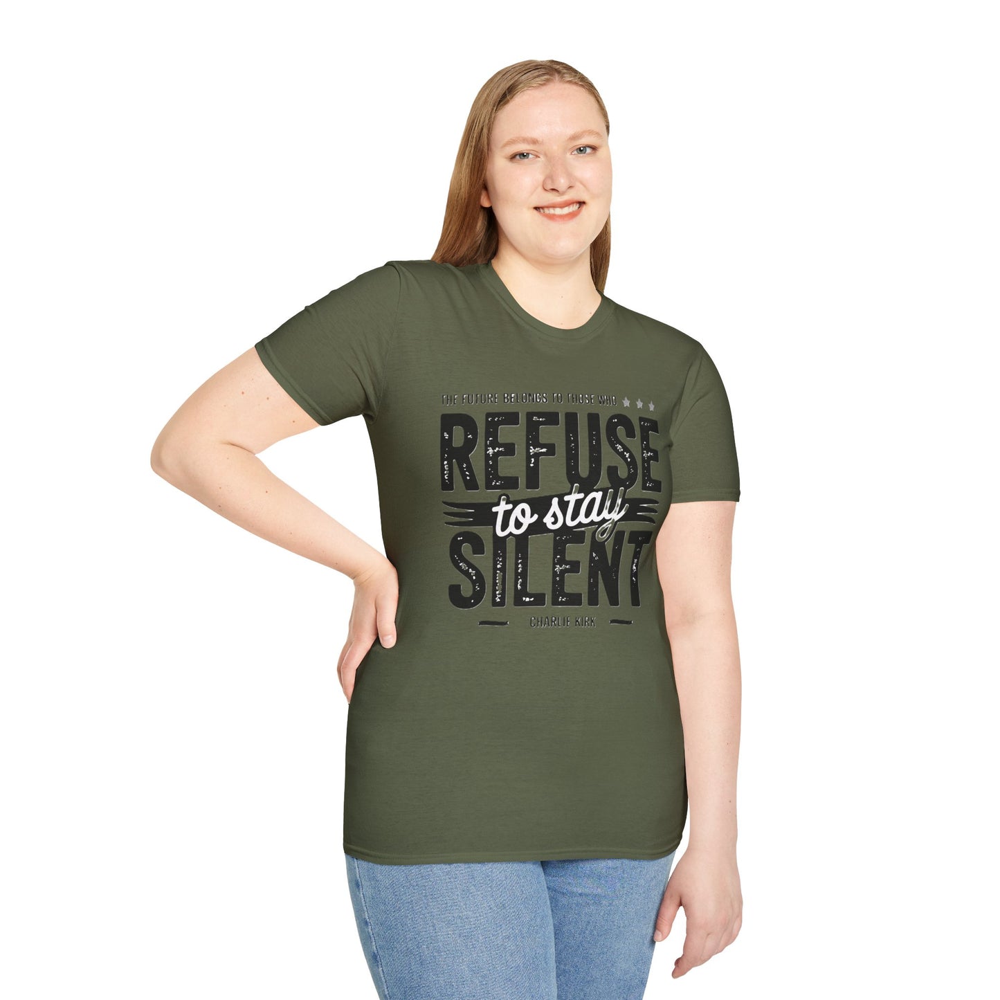 Empowering Unisex Softstyle T-Shirt - Refuse to Stay Silent, Activism Wear, Inspirational Apparel, Unique Gift, Casual Statement Tee