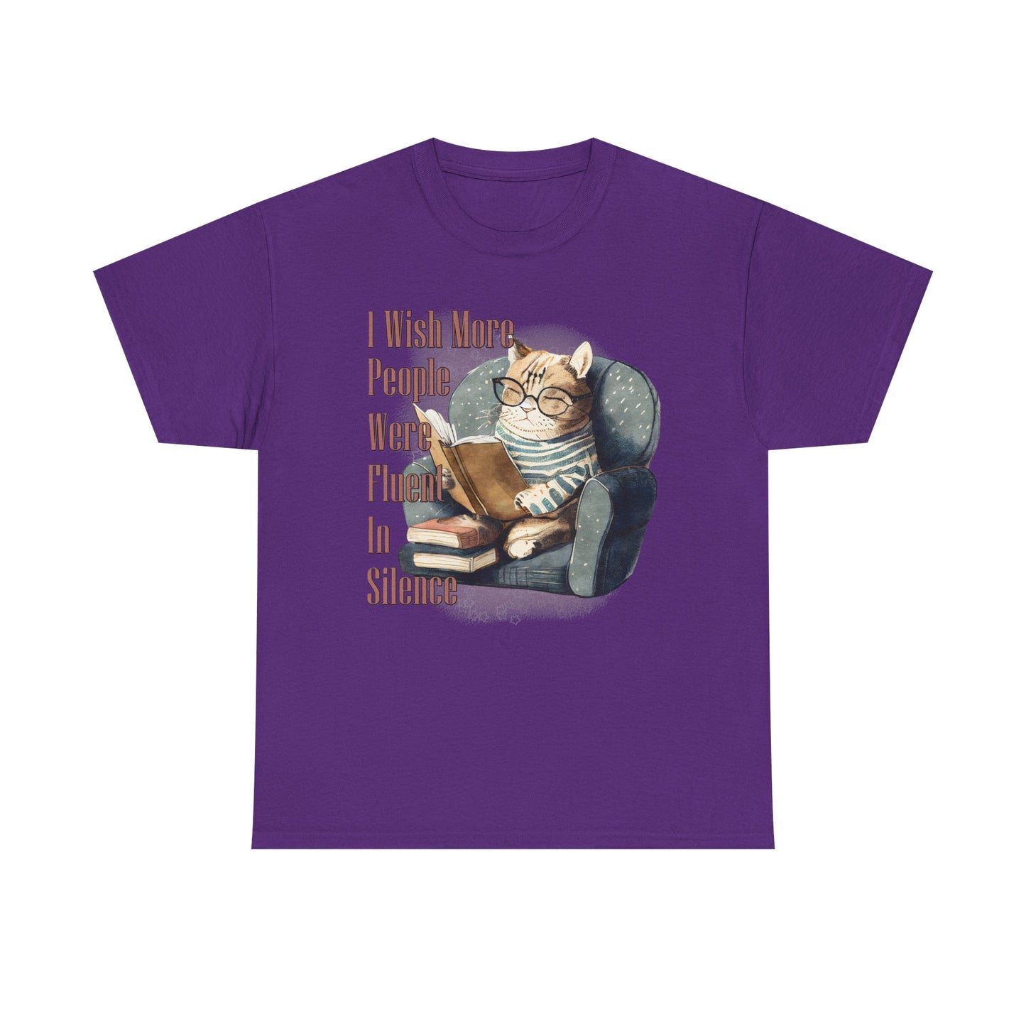 Charming Cat Reading Tee, Funny Cat Lover Shirt, Silent Reader Gift, Cozy Everyday Wear, Unisex Cotton Top