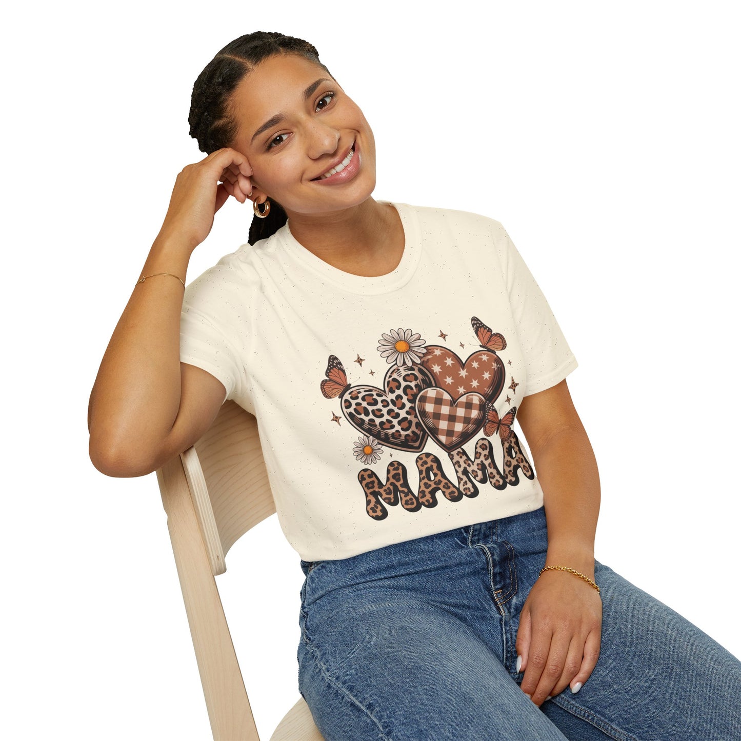 Mama Leopard & Plaid Hearts T-Shirt – Boho Mom Graphic Tee