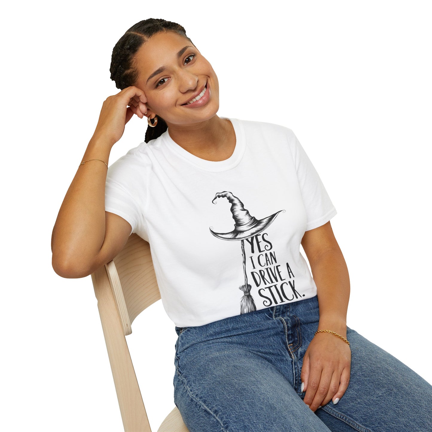 Funny Witch T-Shirt for Halloween, Unisex Softstyle Tee, Drive a Stick Shirt, Gift for Witch Lovers, Spooky Season Top, Cute Halloween [...]