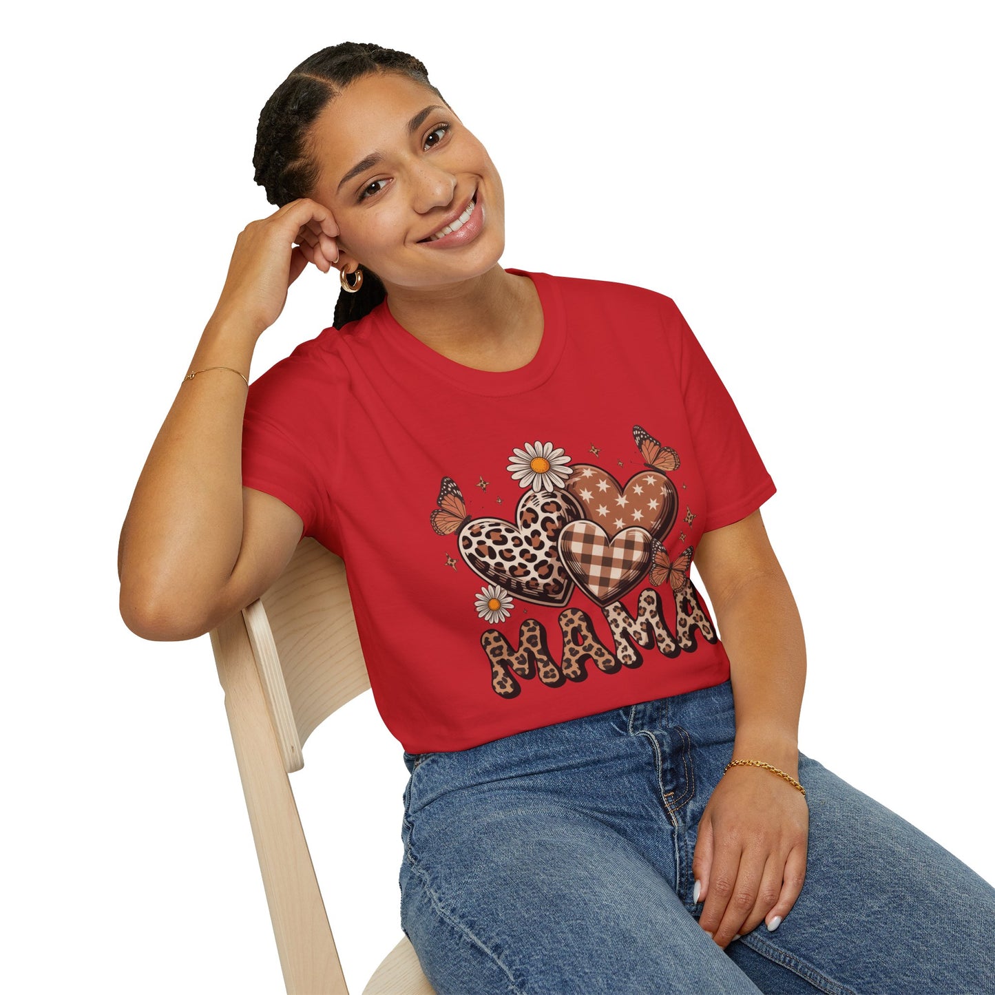 Mama Leopard & Plaid Hearts T-Shirt – Boho Mom Graphic Tee