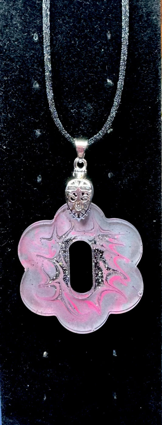 Blush Storm Resin Bloom Pendant Necklace