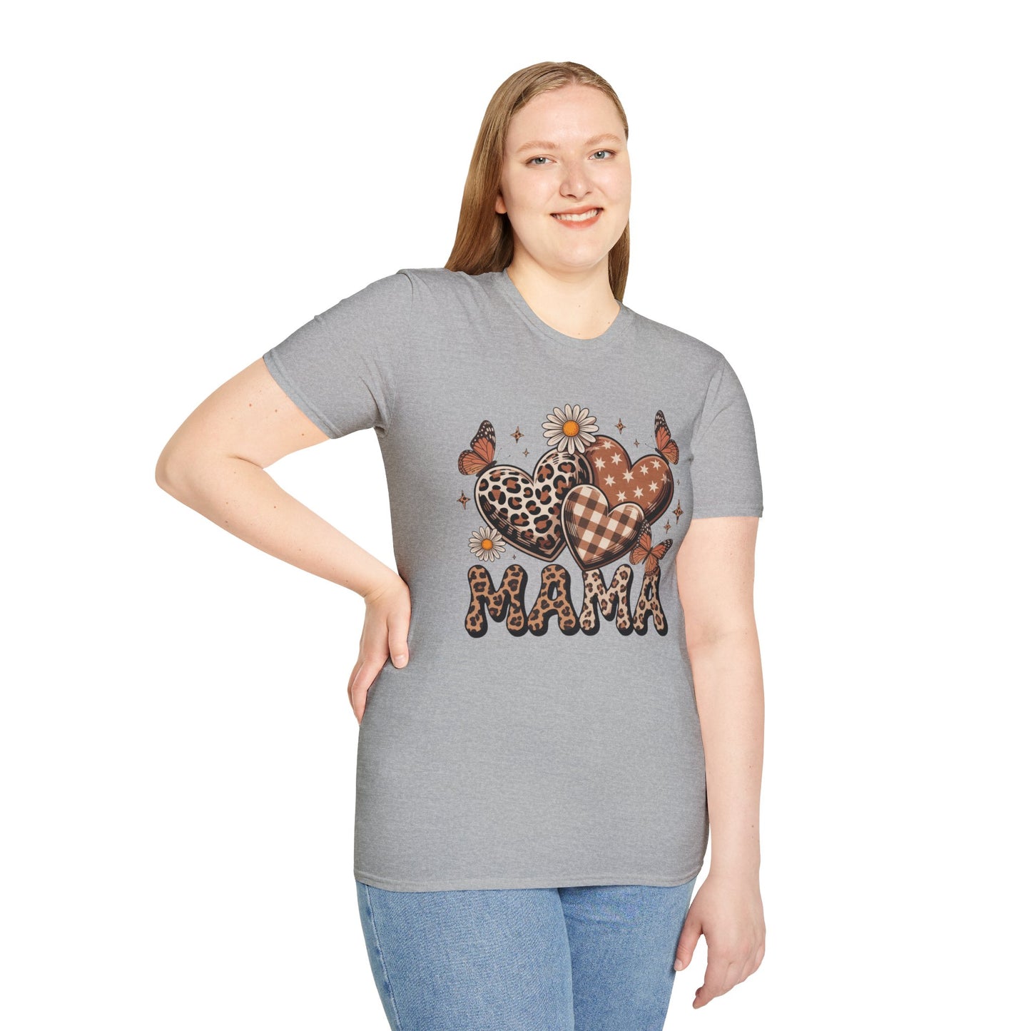 Mama Leopard & Plaid Hearts T-Shirt – Boho Mom Graphic Tee