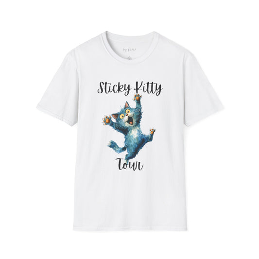 Sticky Kitty Town Unisex T-Shirt, Cute Cat Tee, Pet Lover Gift, Casual Wear, Animal Lover T-Shirt, Fun Graphic Tee