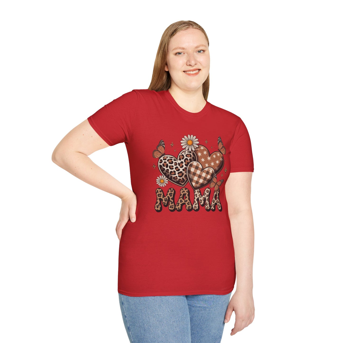 Mama Leopard & Plaid Hearts T-Shirt – Boho Mom Graphic Tee