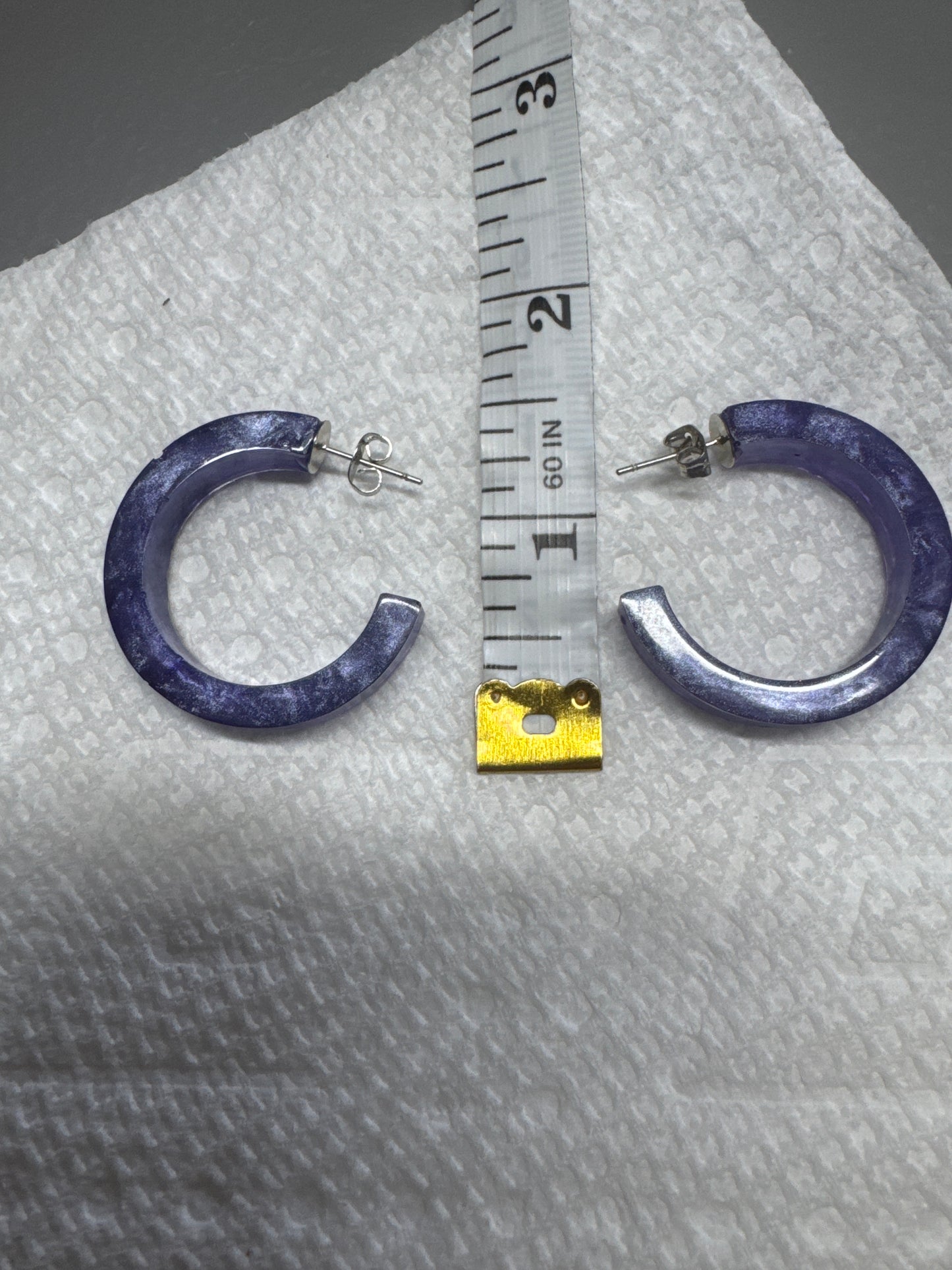 Purple Resin Hoop Earrings
