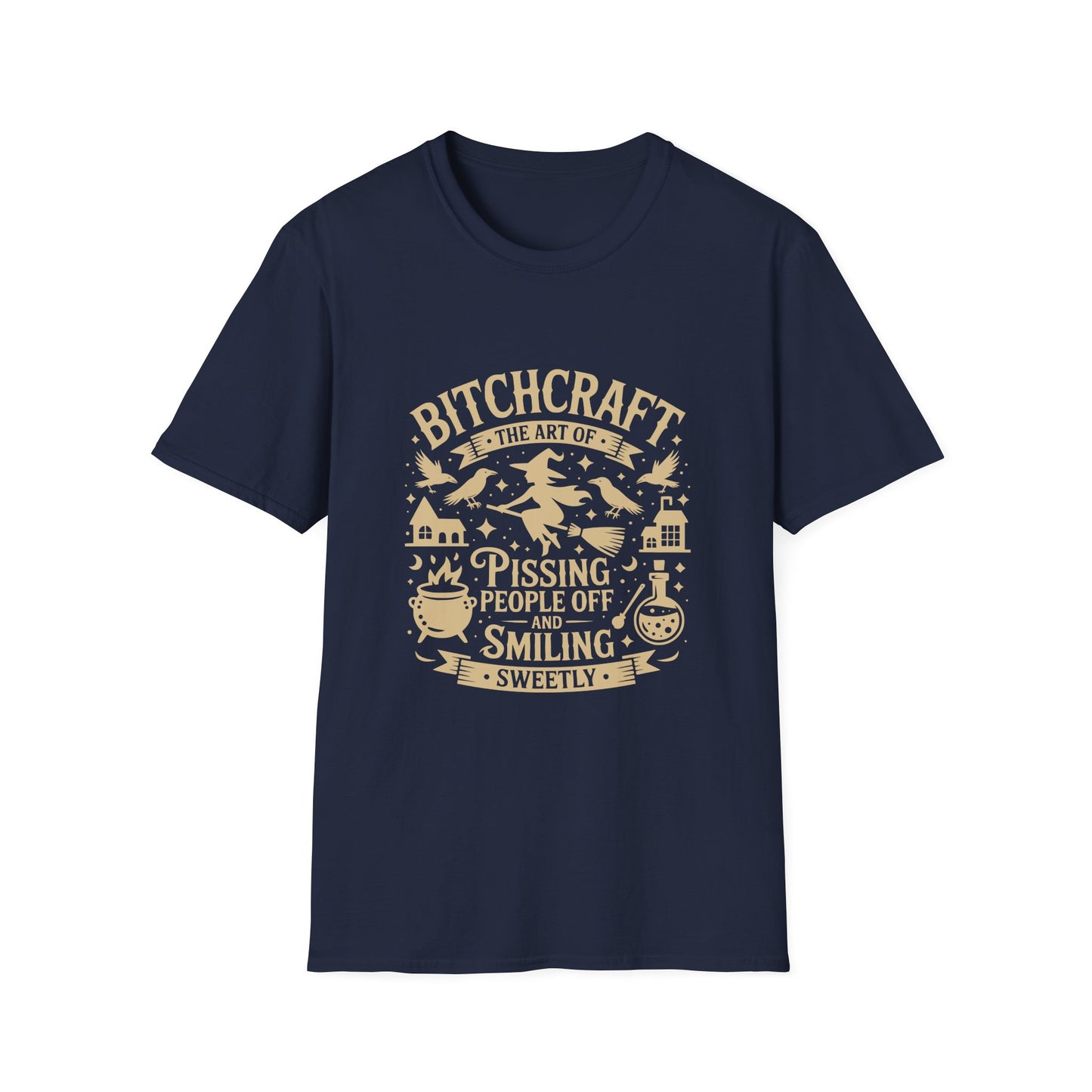 Bitchcraft Unisex Softstyle T-Shirt, Funny Witch Shirt, Witchcraft Humor Tee, Gift for Witch Lovers, Halloween Apparel