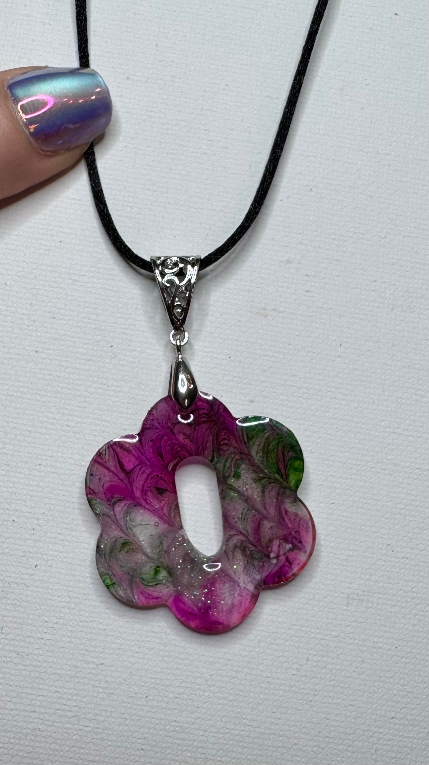 Blossom Swirl Resin Pendant Necklace