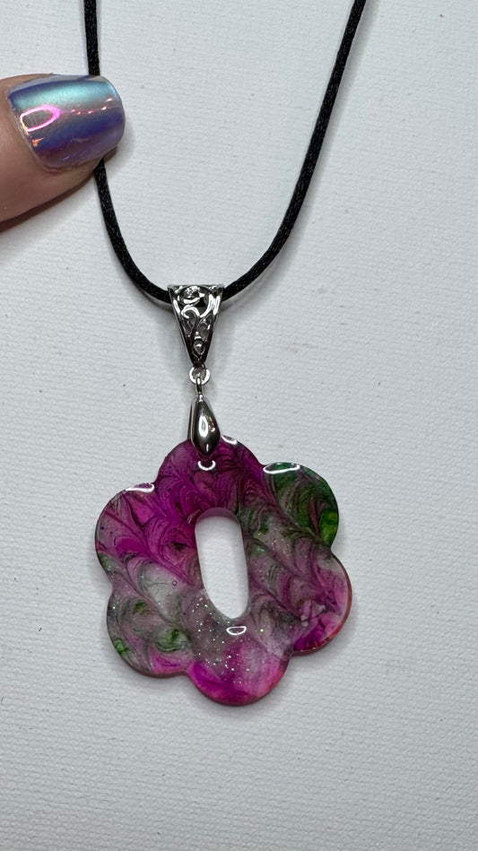 Blossom Swirl Resin Pendant Necklace