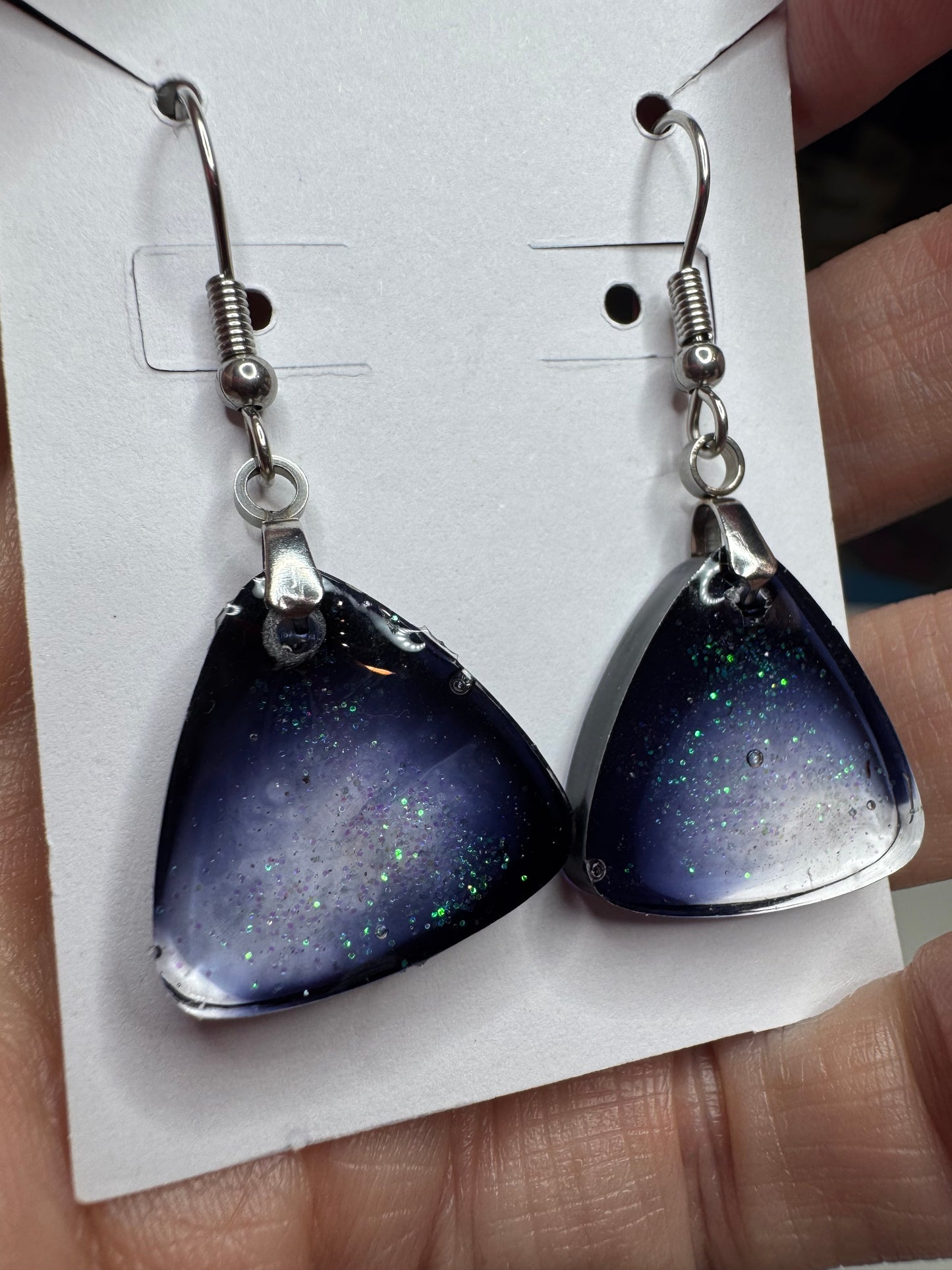 Midnight Stardust Resin Drop Earrings