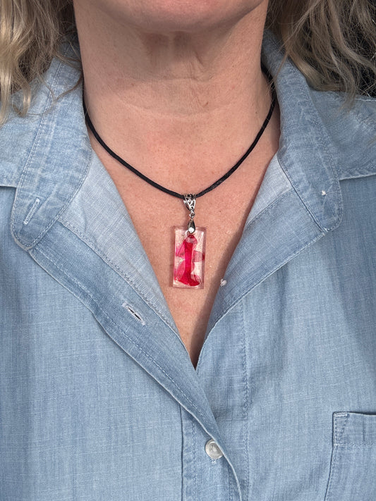 Double Red Hearts in Resin Necklace