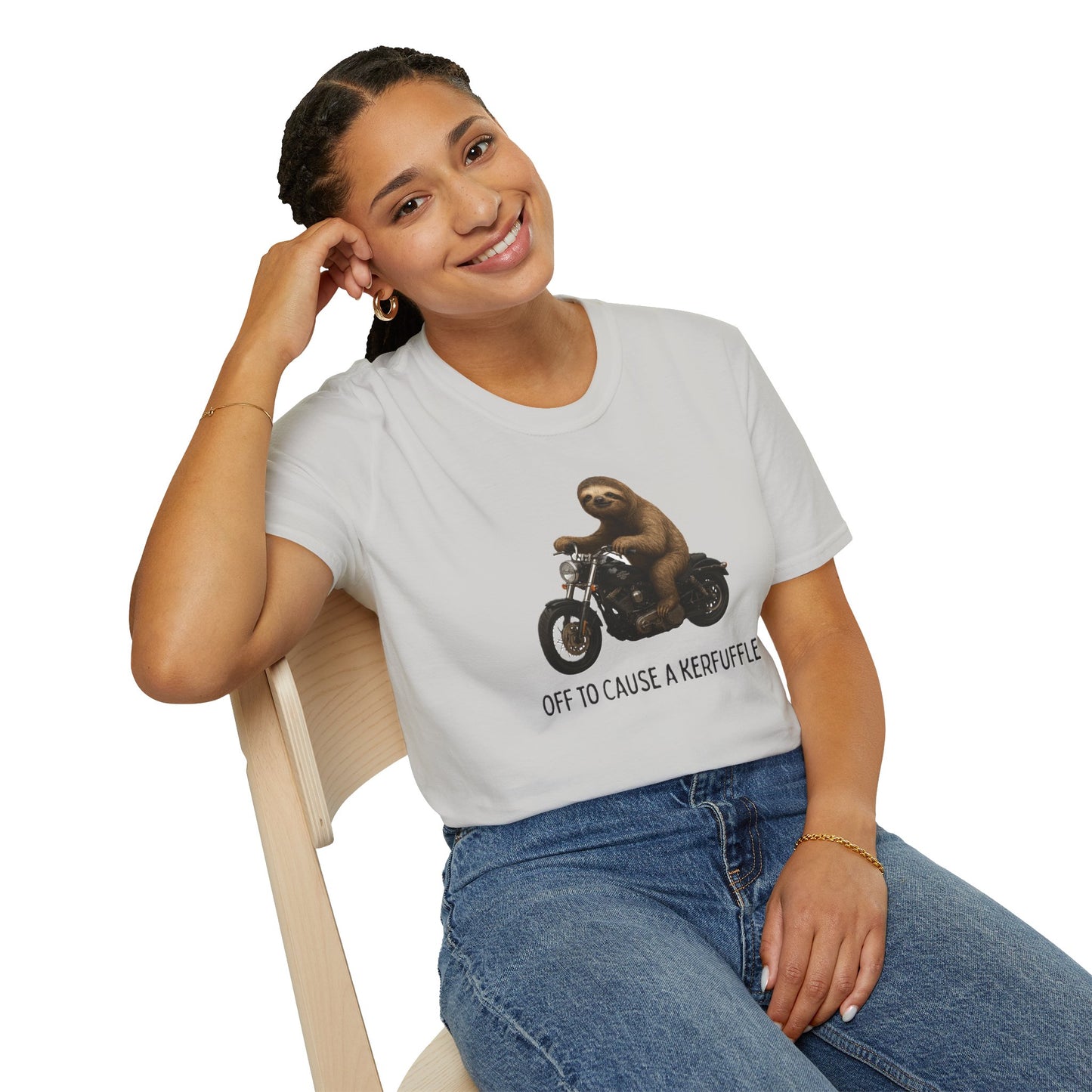 Cool Sloth Motorcycle Unisex T-Shirt, Funny Graphic Tee, Gifts for Him, Casual Wear, Animal Lover Gift, Birthday Present