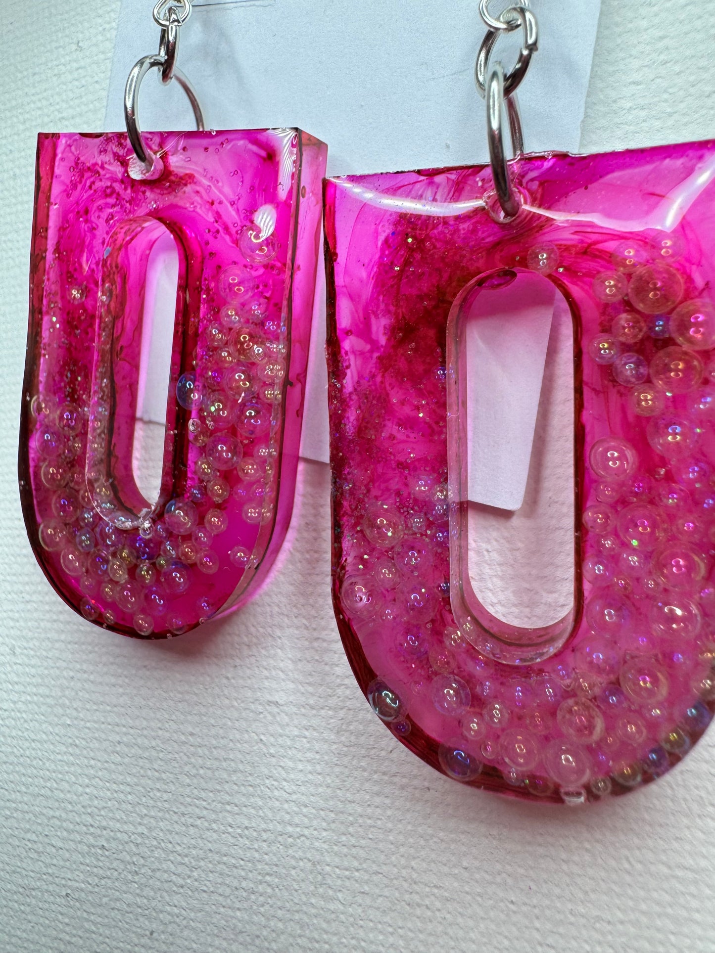 Pink Bubble Resin Statement Earrings 💖
