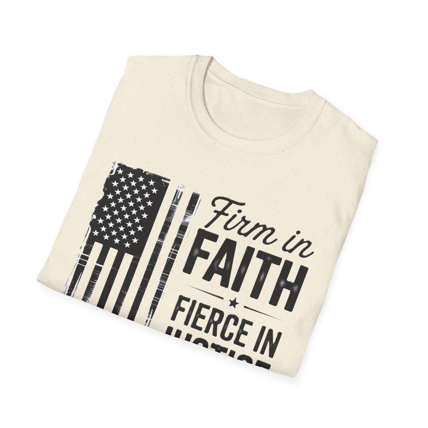 Patriotic Tribute T-Shirt - Firm in Faith, Fierce in Justice - Ideal for Memorials, Gift for Veterans, Casual Wear, Independence Day, [...]