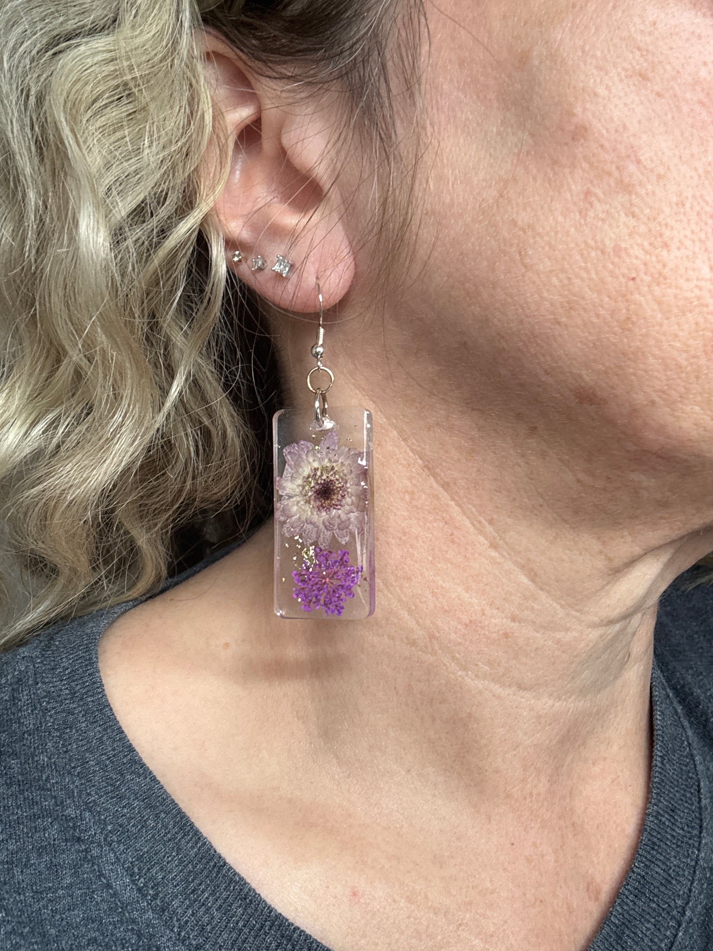 Pressed Flower Resin Earrings