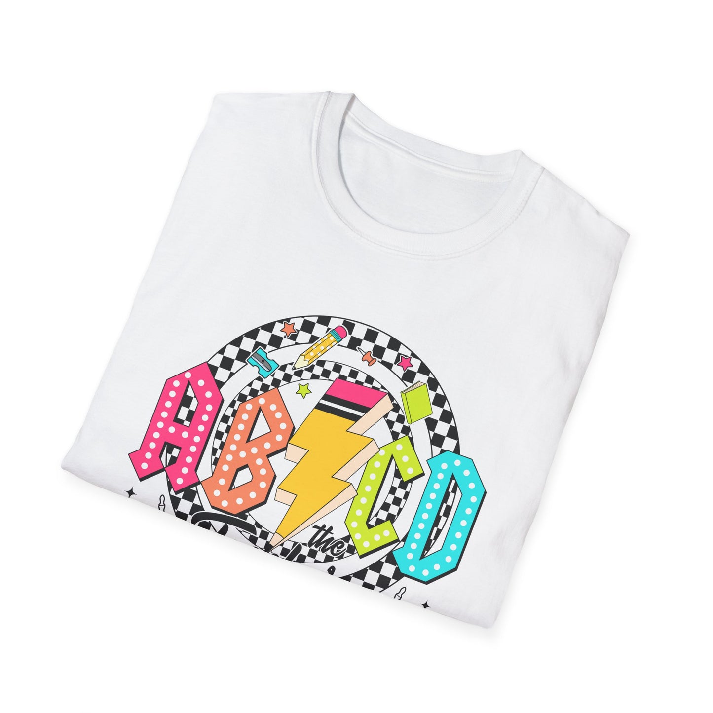 ABCD Teacher Tour Unisex Softstyle T-Shirt, Teacher Gift, Concert Tee, Fun Classroom Shirt, Graduation, Appreciation Day