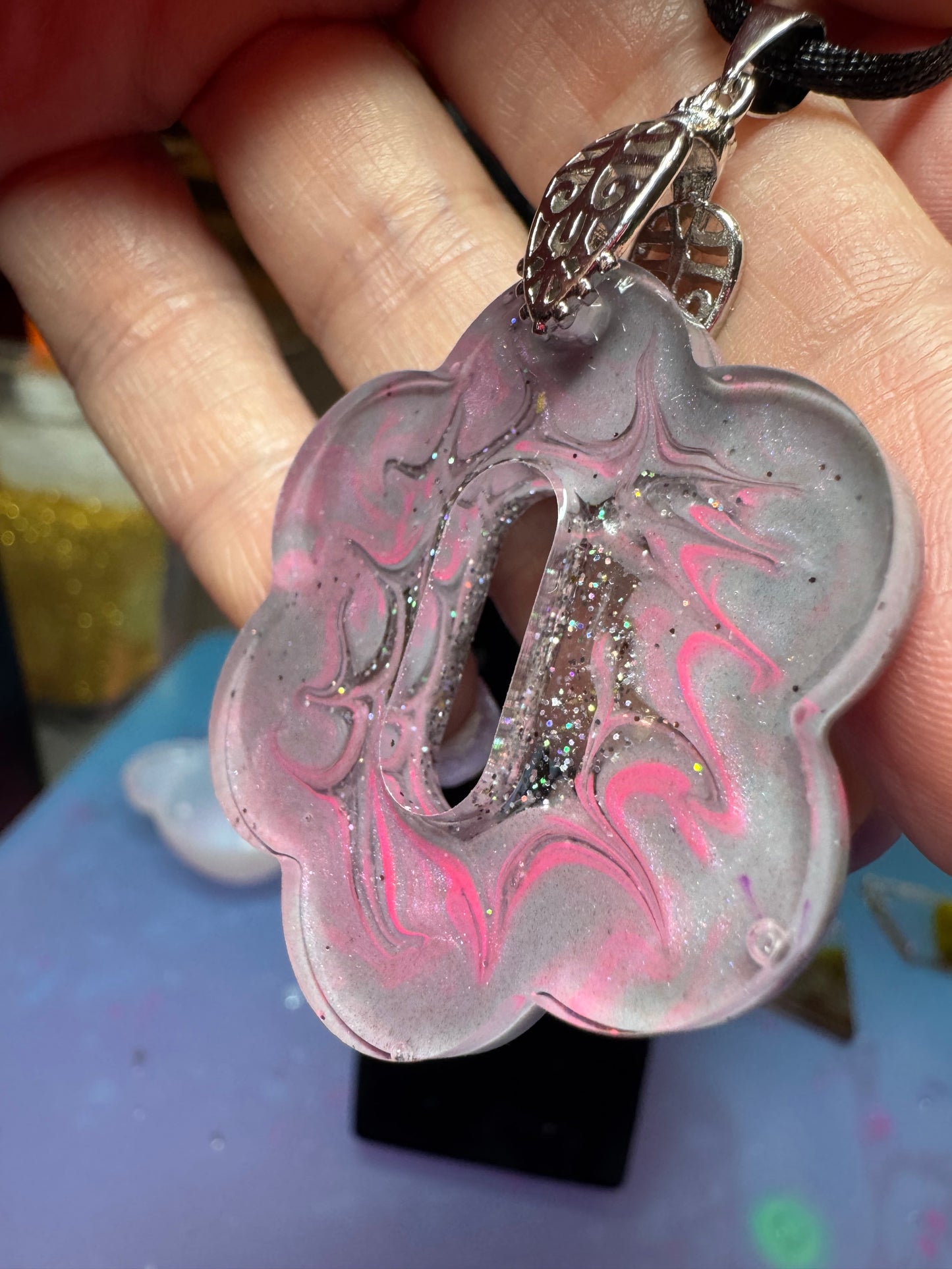 Blush Storm Resin Bloom Pendant Necklace