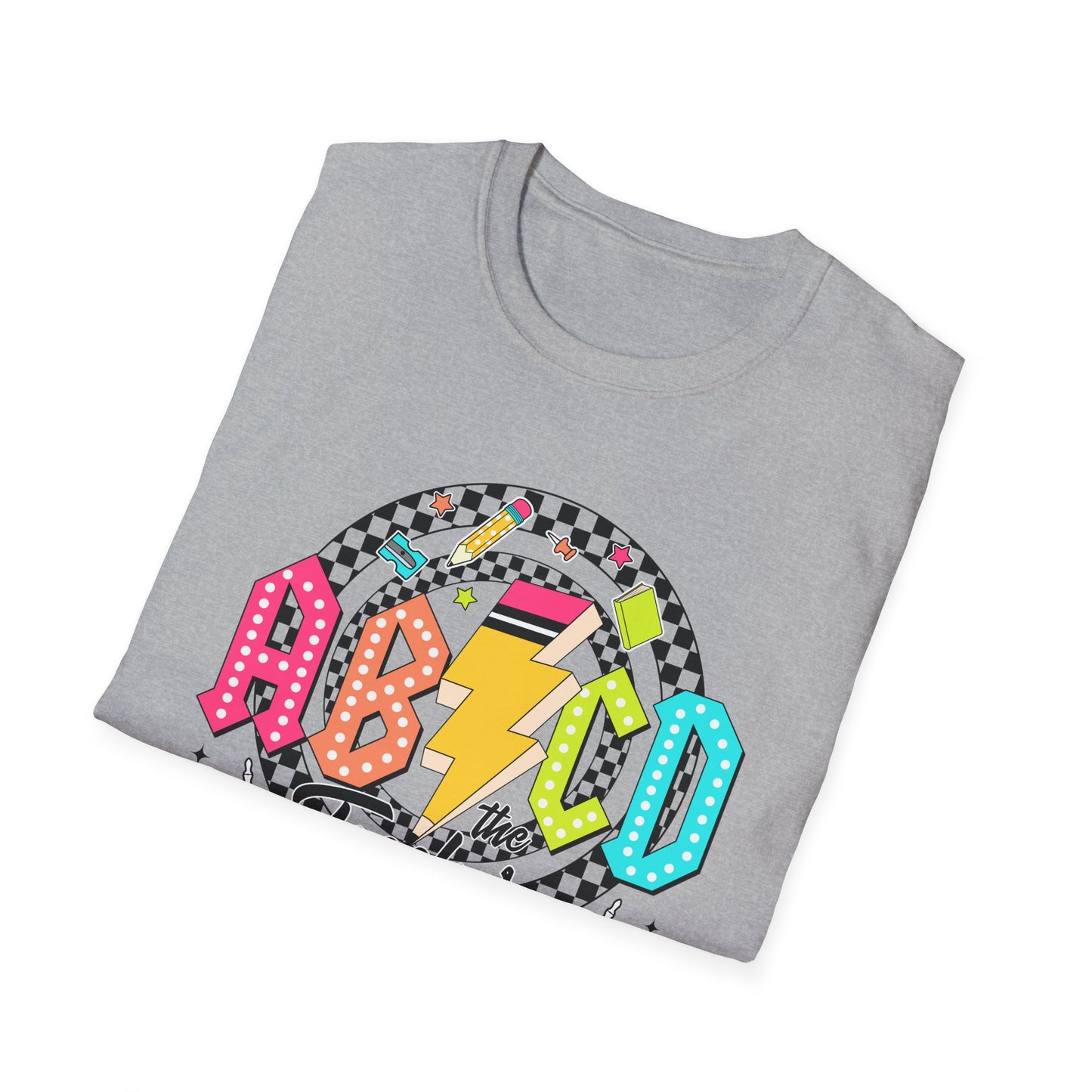 ABCD Teacher Tour Unisex Softstyle T-Shirt, Teacher Gift, Concert Tee, Fun Classroom Shirt, Graduation, Appreciation Day
