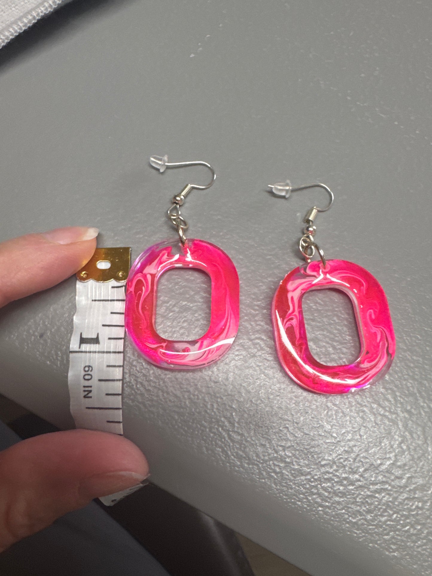 Neon Pink Resin Earrings