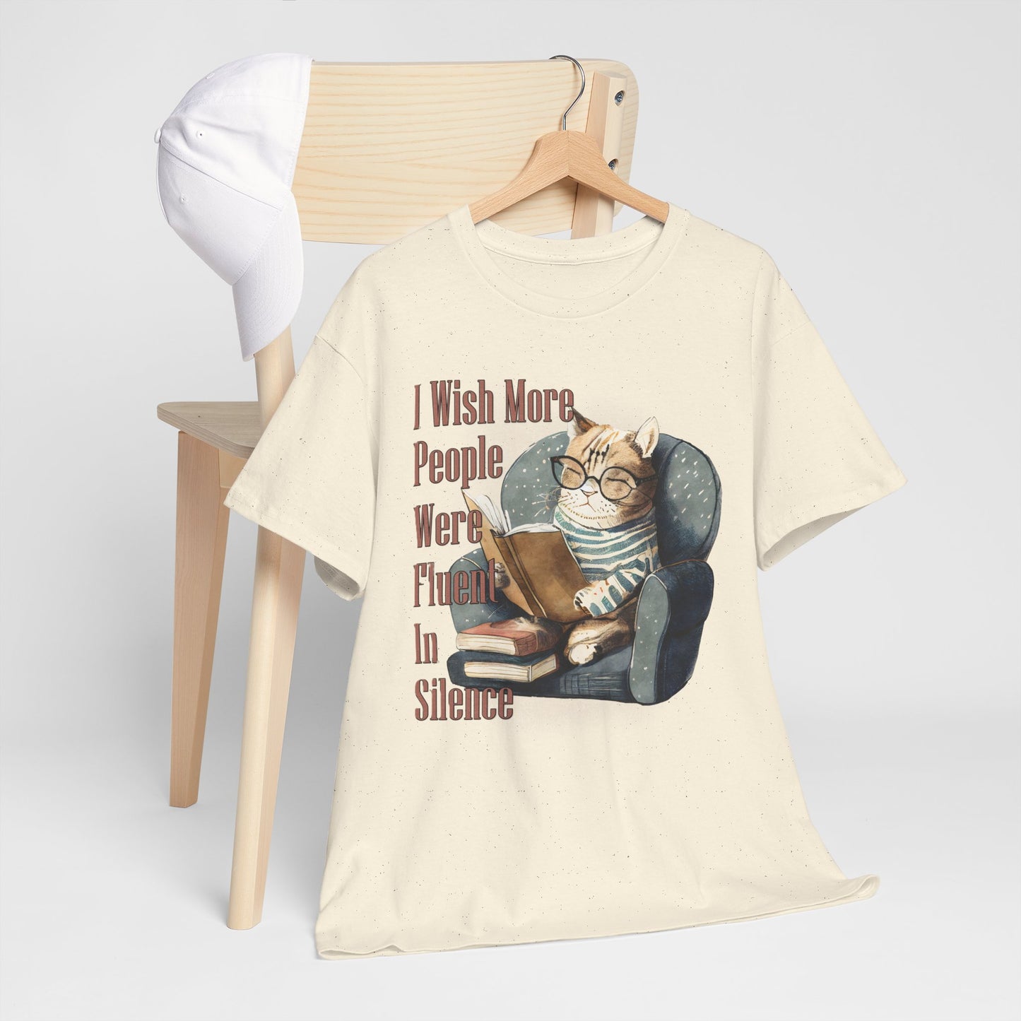 Charming Cat Reading Tee, Funny Cat Lover Shirt, Silent Reader Gift, Cozy Everyday Wear, Unisex Cotton Top