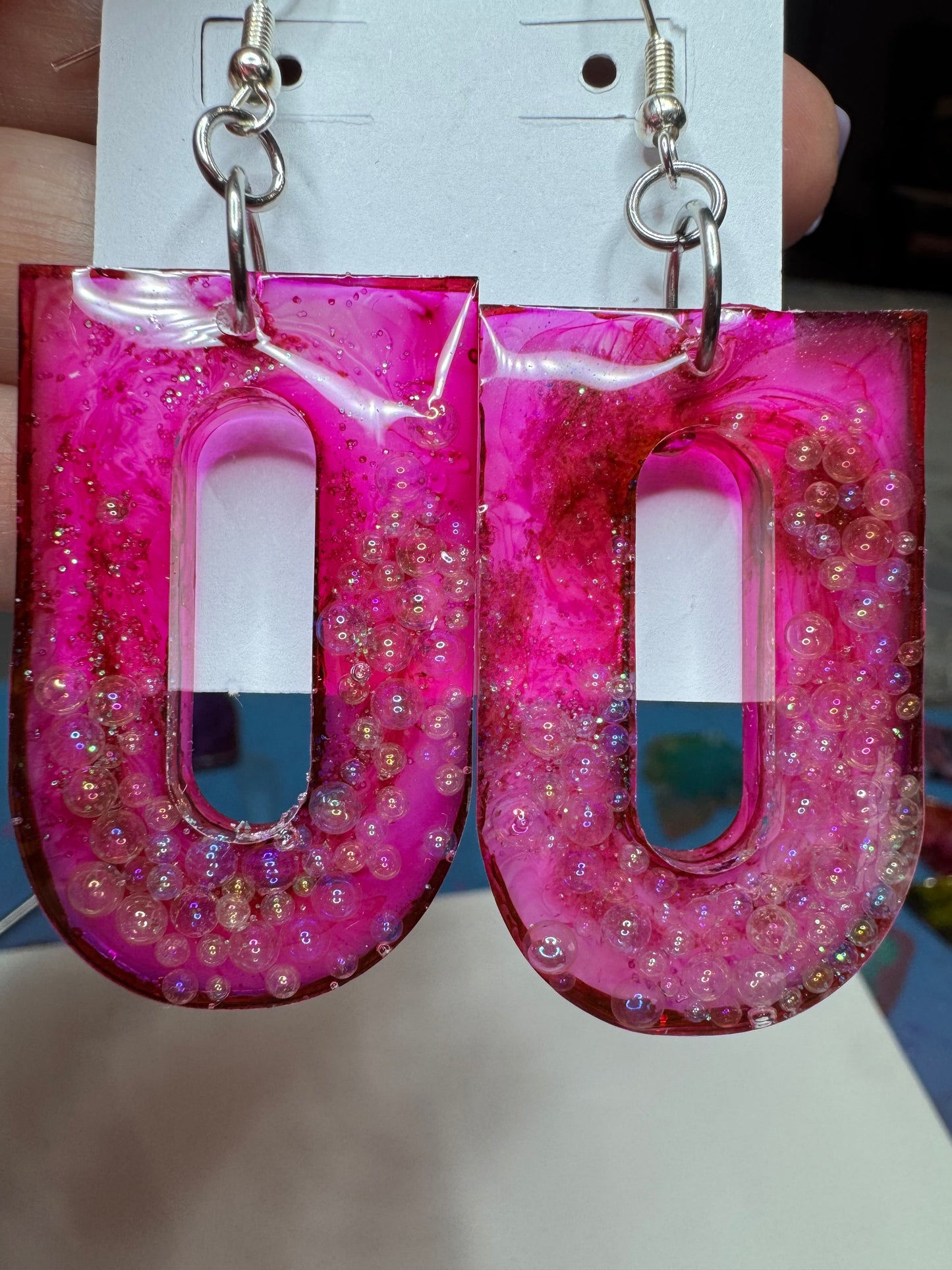 Pink Bubble Resin Statement Earrings 💖