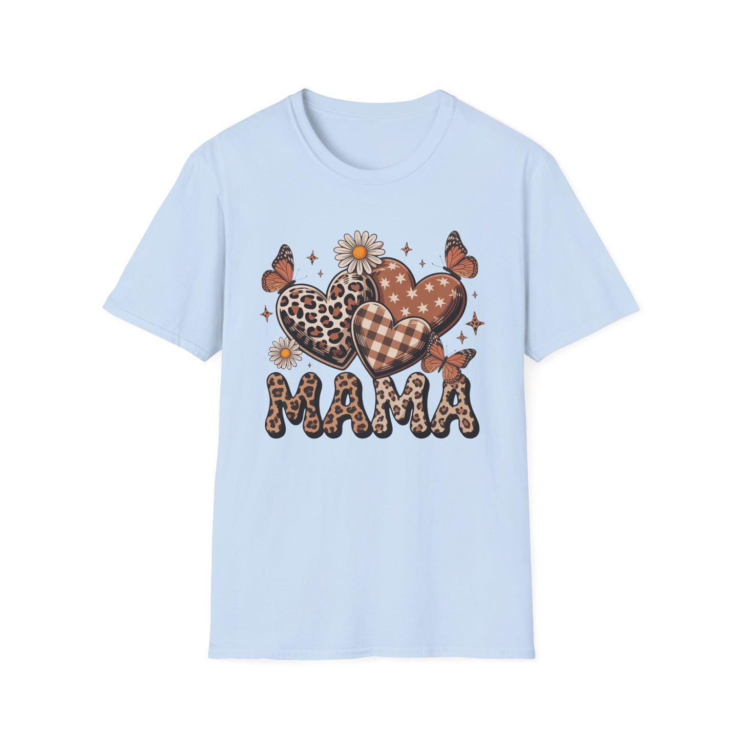 Mama Leopard & Plaid Hearts T-Shirt – Boho Mom Graphic Tee