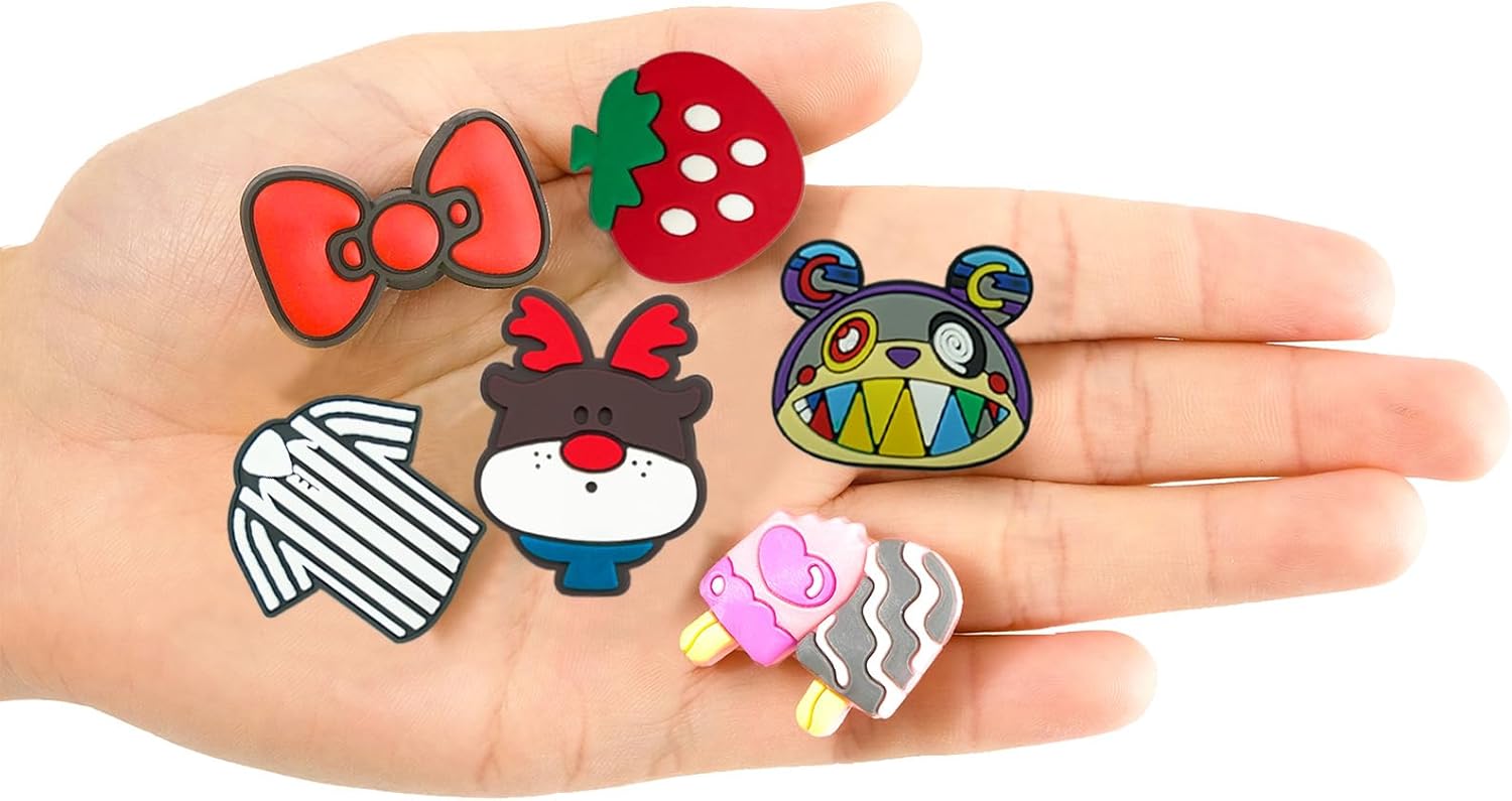 Lot of 30,50,100 Cartoon Random Bulk Shoe Charms and pins - Cool and Cute - PVC - for Sandals and Shoe Decoration