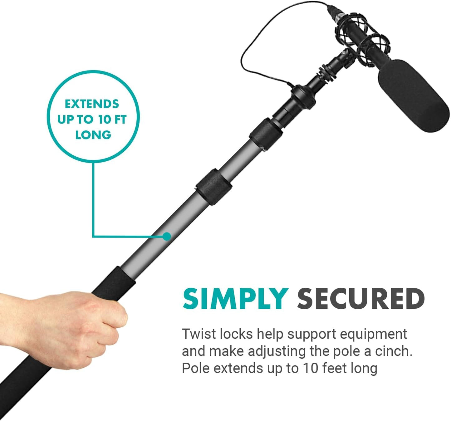 Movo Location Sound Recording Kit with Blimp Microphone, XLR Cables, Boom Pole Extension - Cardioid Shotgun Camera Microphone - XLR Microphone Cable for Audio Recorders - Perfect Boom Mic Bundle