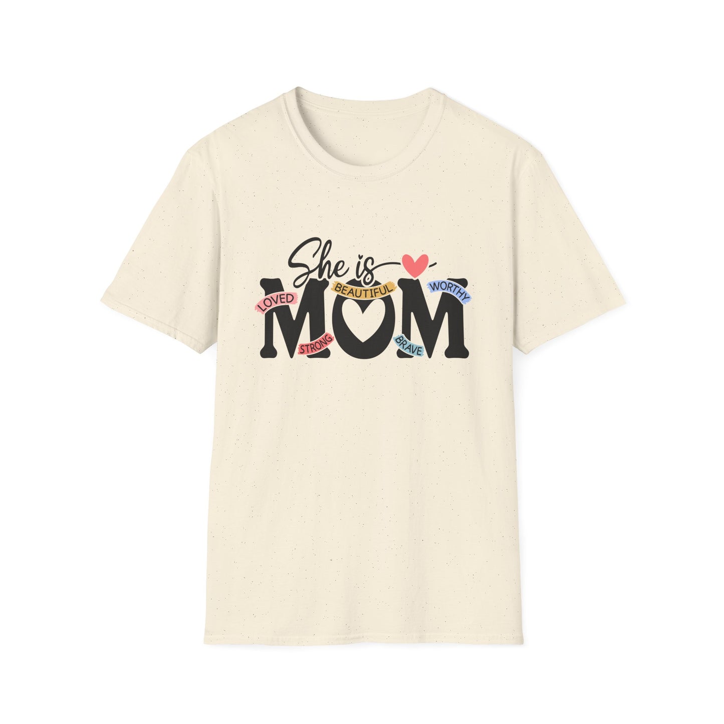 She Is Mom T-Shirt — Heart & Floral "She is MOM" Mother's Day Tee