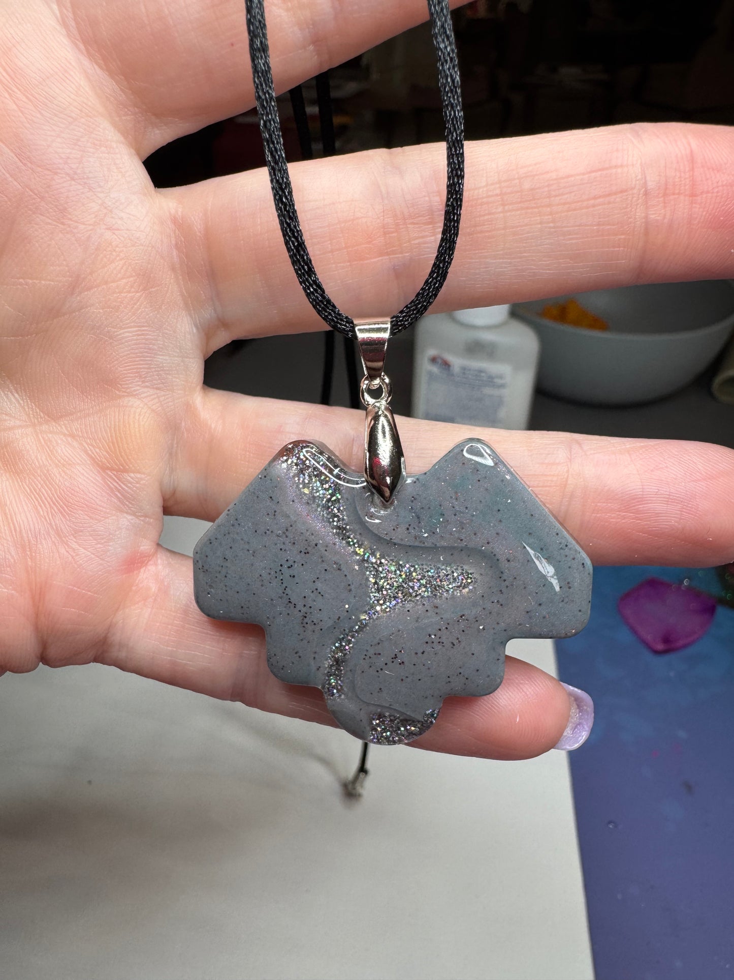 Midnight Flow Resin Pendant Necklace