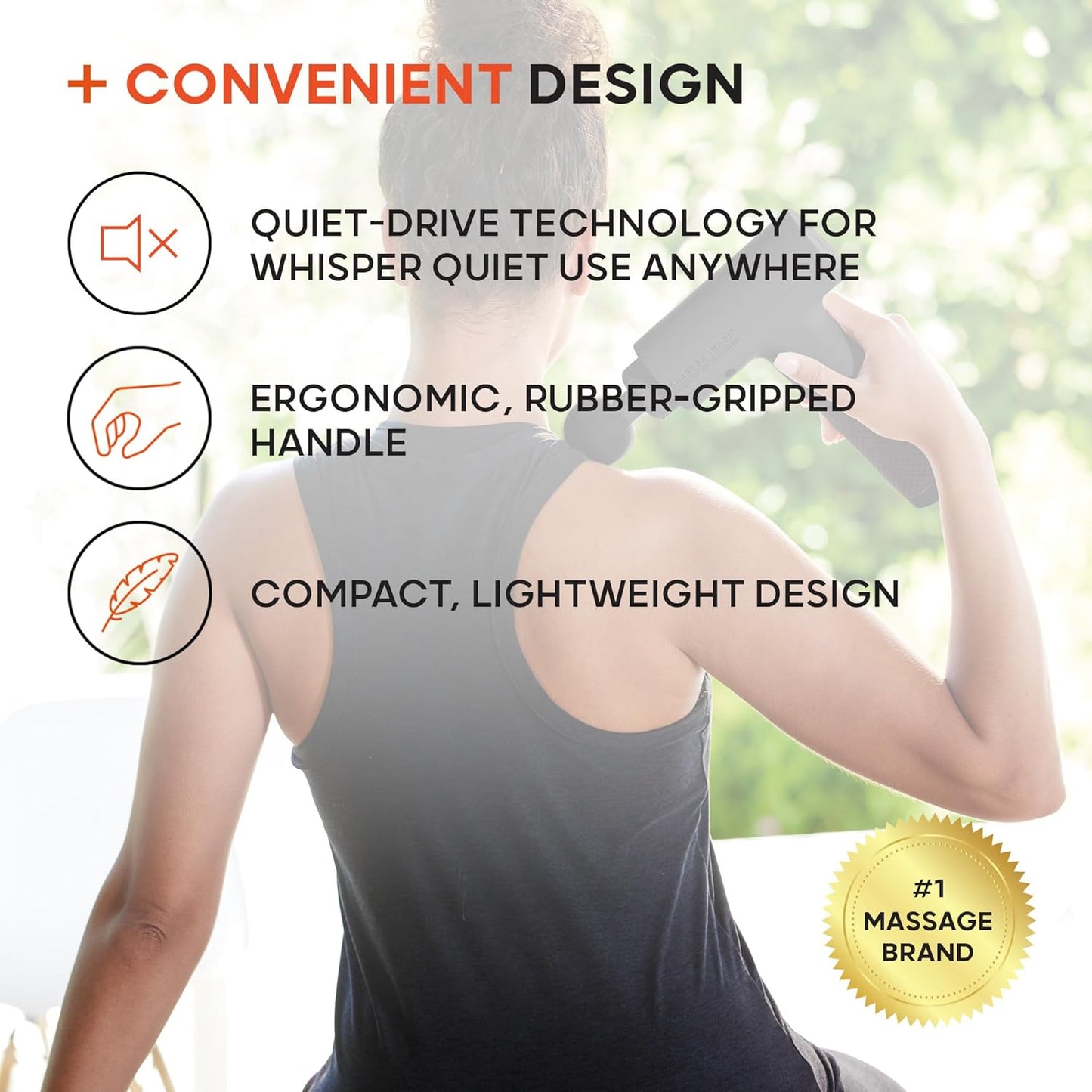 Sharper Image Powerboost Massage Gun – 5 Attachments, 6 Speeds| Ergonomic Deep Tissue Percussion Massager| Full Body Muscle Recovery & Pain Relief| Shoulder & Back Massage Tool| Wellness Gift