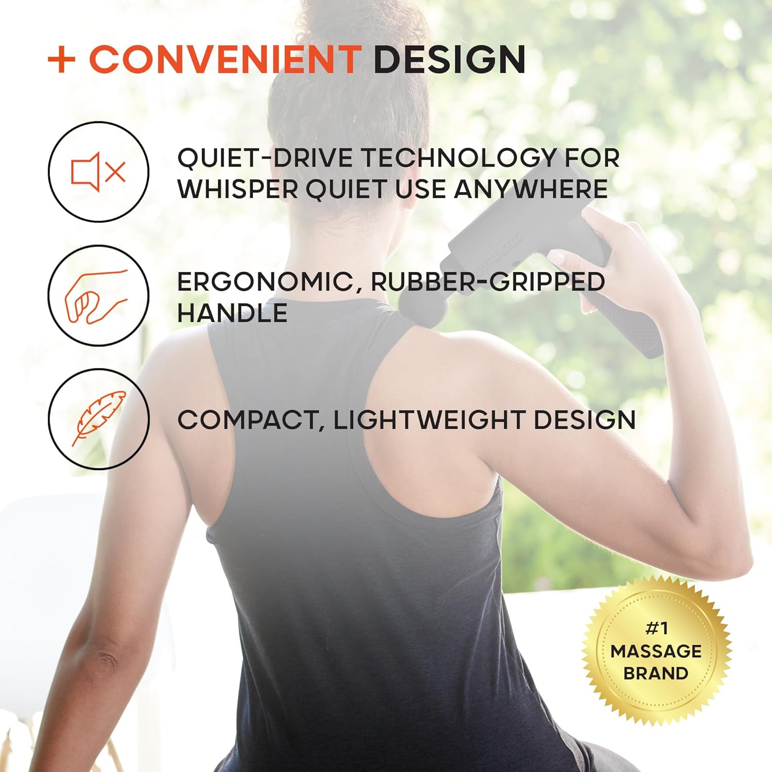 Sharper Image Powerboost Massage Gun – 5 Attachments, 6 Speeds| Ergonomic Deep Tissue Percussion Massager| Full Body Muscle Recovery & Pain Relief| Shoulder & Back Massage Tool| Wellness Gift