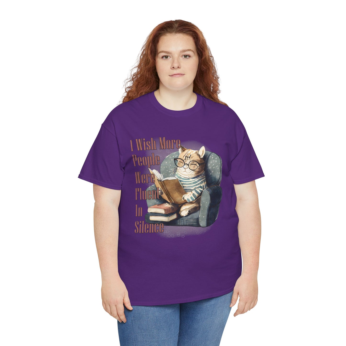 Charming Cat Reading Tee, Funny Cat Lover Shirt, Silent Reader Gift, Cozy Everyday Wear, Unisex Cotton Top