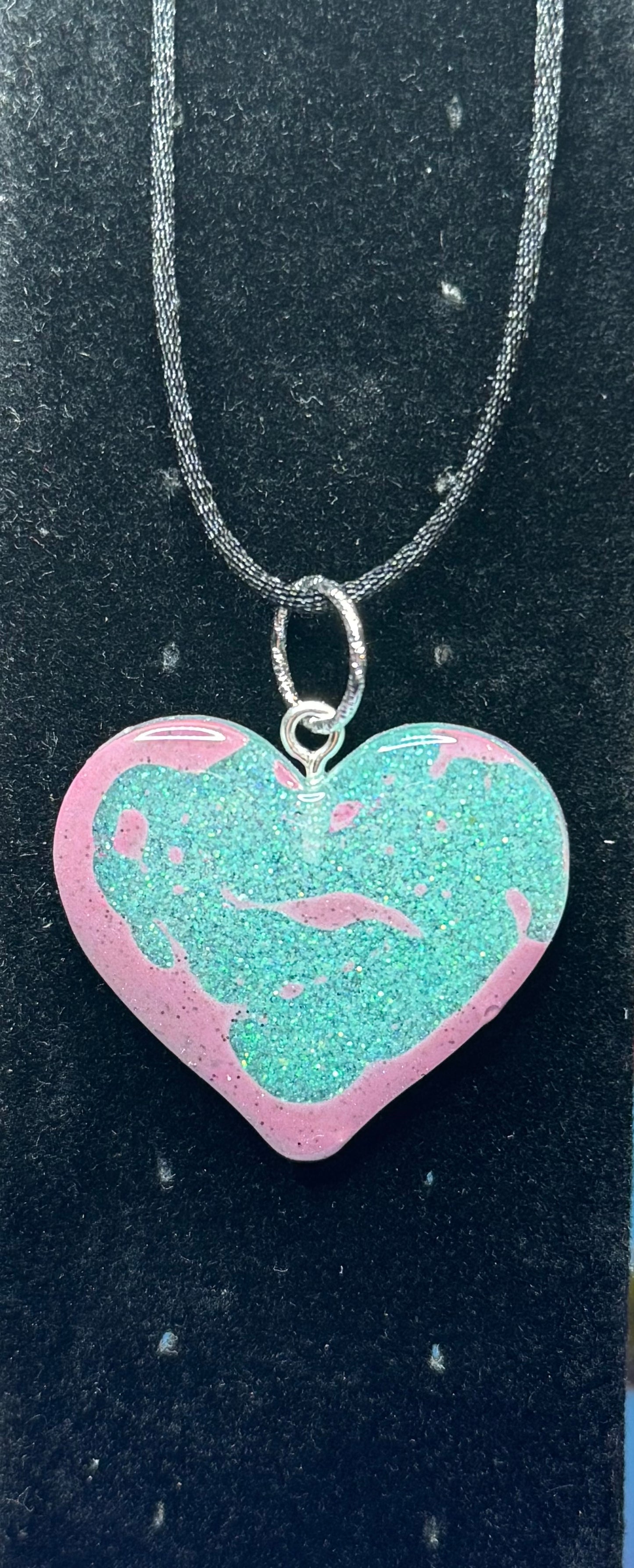Cotton Candy Sparkle Heart Necklace 💖