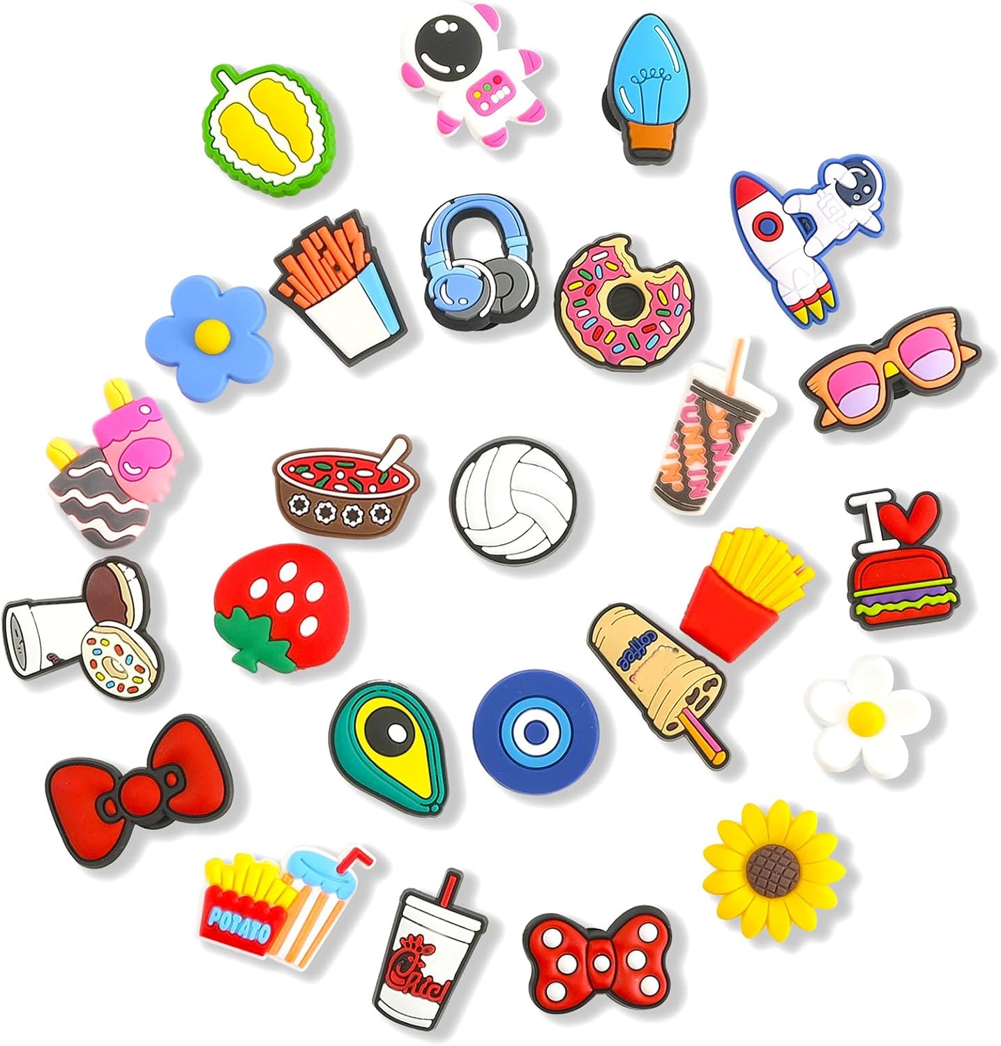 Lot of 30,50,100 Cartoon Random Bulk Shoe Charms and pins - Cool and Cute - PVC - for Sandals and Shoe Decoration