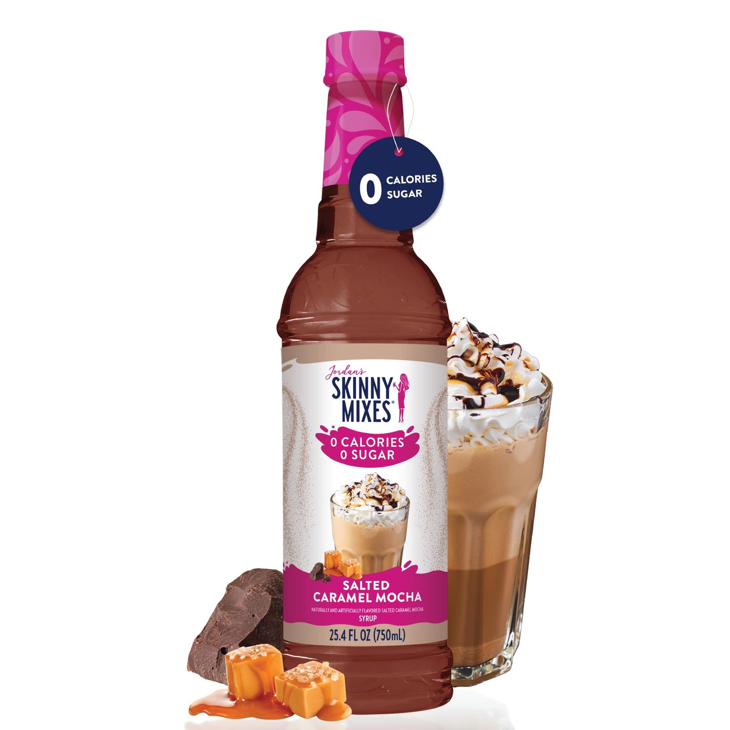 Jordan's Skinny Syrups Sugar Free Coffee Syrup, White Chocolate Mocha Flavor Mix, Zero Calorie Flavoring for Chai Latte, Protein Shake, Cocktail & More, Gluten Free, Keto Friendly, 25.4 Fl Oz, 1 Pack