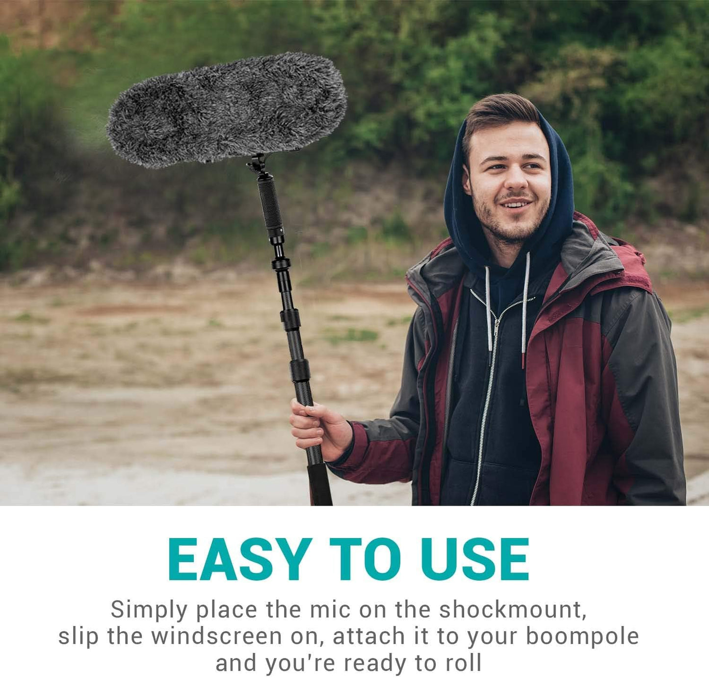 Movo X3-II XLR Shotgun Microphone, CMP-25 Boom Pole & BWS1000 Wind Blimp Bundle