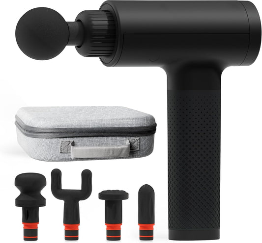 Sharper Image Powerboost Massage Gun – 5 Attachments, 6 Speeds| Ergonomic Deep Tissue Percussion Massager| Full Body Muscle Recovery & Pain Relief| Shoulder & Back Massage Tool| Wellness Gift